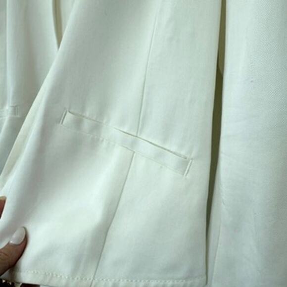Cartonnier Cream Open Blazer Jacket Size 8 Tencel Tailored Minimalist Neutral - Picture 4 of 7